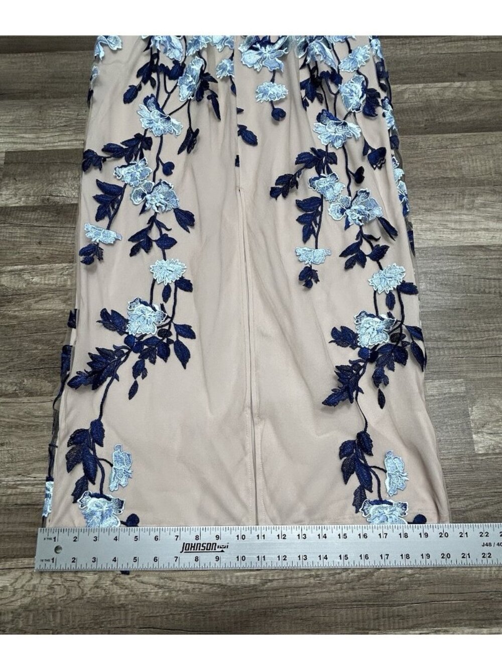 Adrianna Papell Midi Dress Size 12 Blue Floral Embroidered Cocktail Short Sleeve - Picture 8 of 16